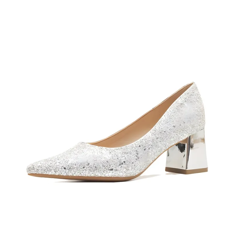 GOSO Chunky Heel High Heels Women's Silver-0