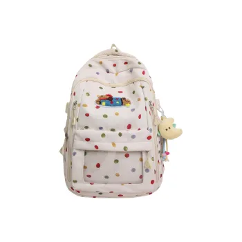 BUBM Nylon Backpack Regular Unisex White/Yellow/Light Blue