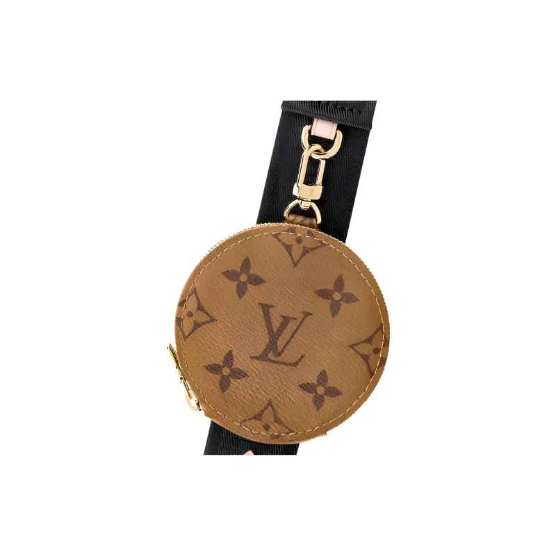 LOUIS VUITTON Bandouliere Round Coin Purse Reverse Monogram Black/Beige-2