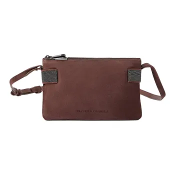 Brunello Cucinelli Leather Crossbody Bag, Shoulder Bag Mini Women's Dark Brown