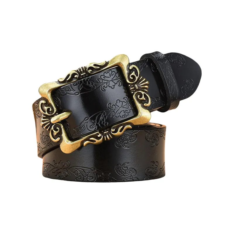 JEANSWEST Cow Split Leather Belts Women's 3.3CM-0