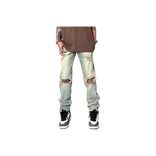 DUATOGE Jeans Men Yellow Mud