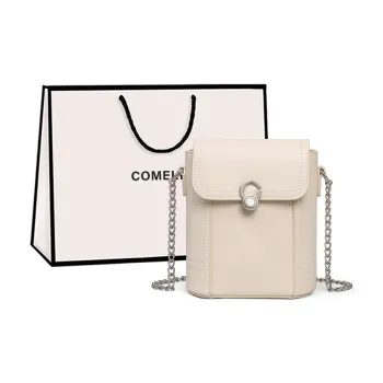 COMELY Cow Leather Shoulder Bag, Crossbody Bag Regular Women's Ecru