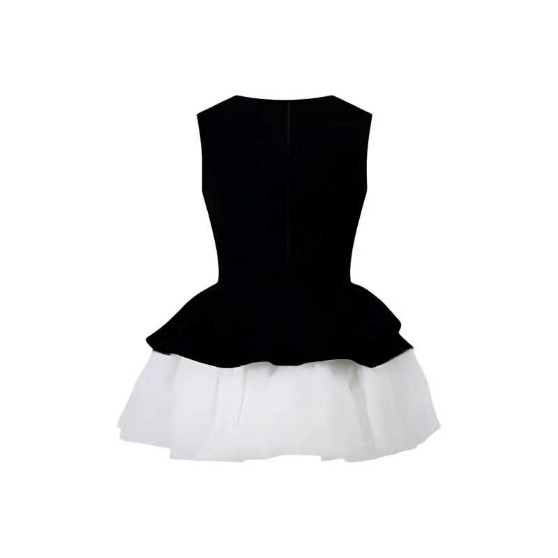 ETSE Sleeveless Dresses Women's Black Dress-1
