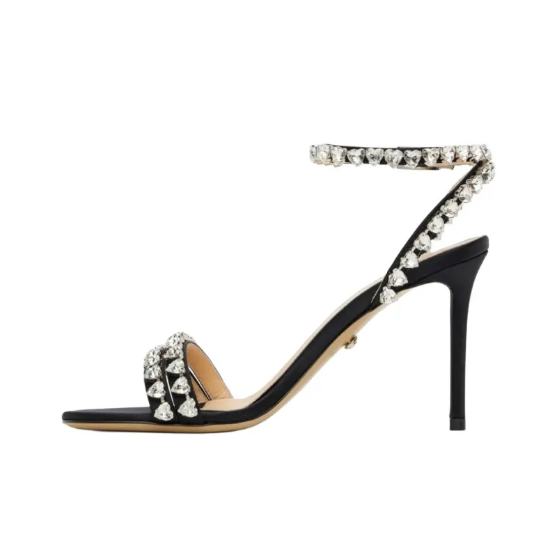 MACH & MACH Audrey One Strap Sandals 8.8cm Women's Black-1