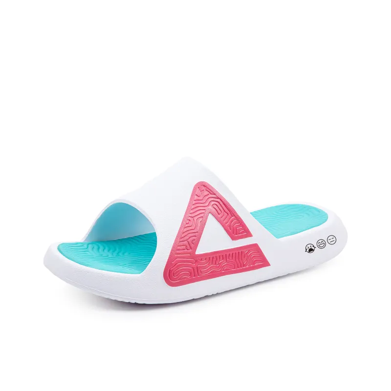 PEAK Tai Ji1.0 Quiet Slip Resistant Abrasion Resistant Slide Slippers Men's White Rose Red-1