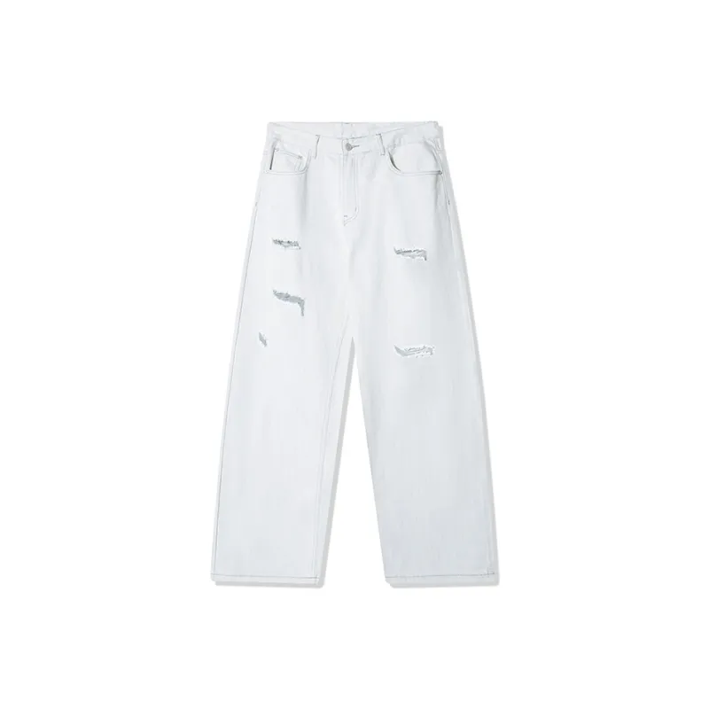 LANGWEIZHE Hip Hop Street Style Distressed Loose Fit Straight Fit Basic Casual Pants Unisex-0