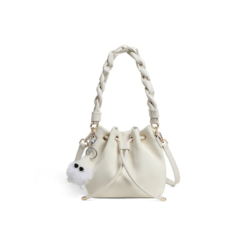 C°BANNER Synthetic Leather One Shoulder Handbag Medium Size Women's Ecru-5