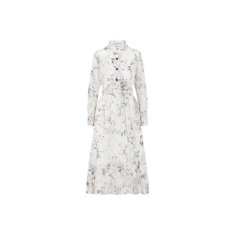 DIOR Long Sleeved Dress Women's White-0