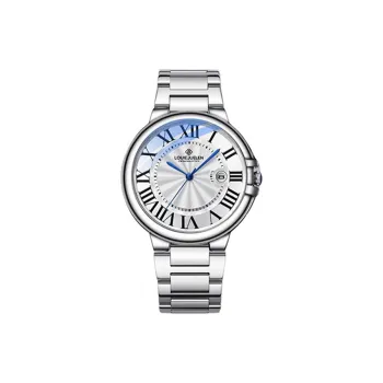 LOUIE JUELEN Blue Balloon Collection Mechanical Movement Stainless Steel Strap Watch Unisex White Dial
