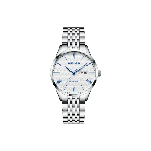 GUANQIN Automatic Mechanical Movement Stainless Steel Watchband Watch Men's Watches White Dial