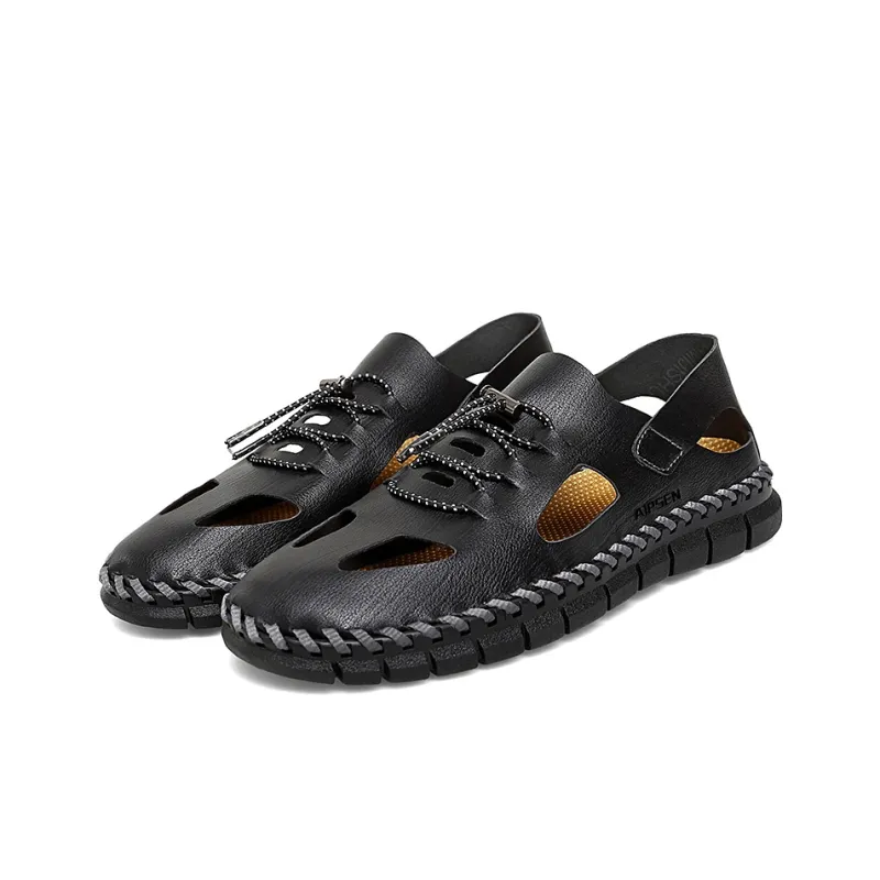 AIPSEN Anti Slip Wear Resistant River Trekking Shoes Men's Black-2