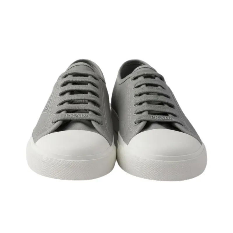 PRADA Low Top Canvas Shoes Men's Gray-4