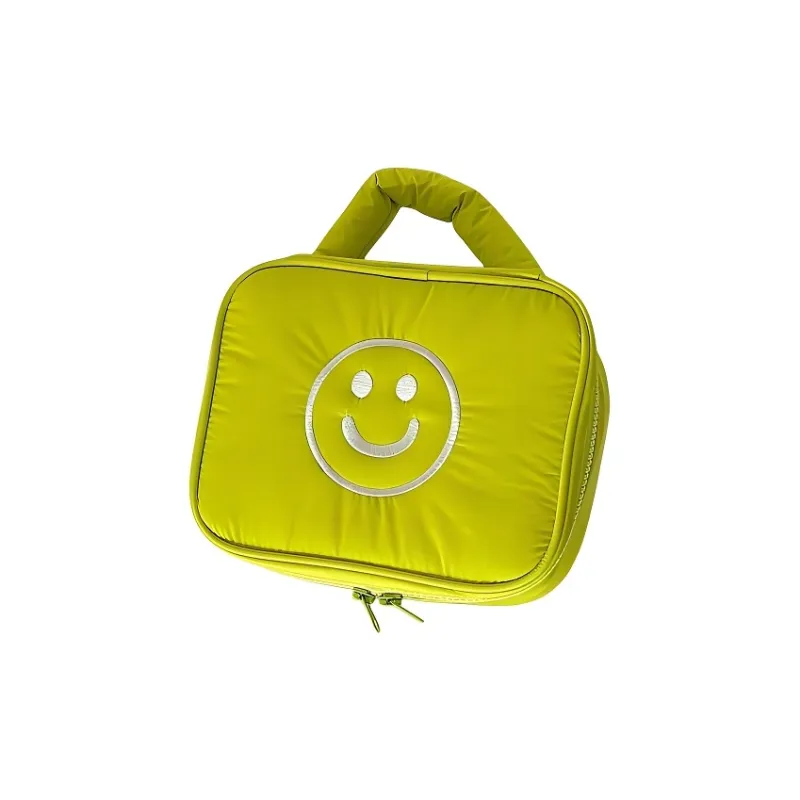 Gentle Welcome Korean Style Smiley Face Large Capacity Handheld Skincare Storage Makeup Bags Portable-12
