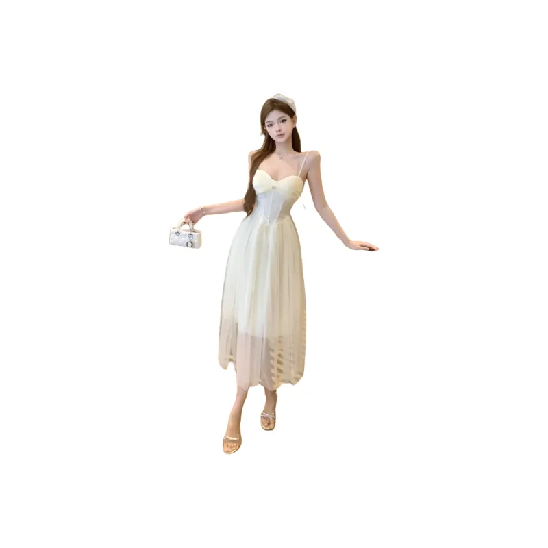 Mu Xiao Xin Slip Dresses Women's White-0