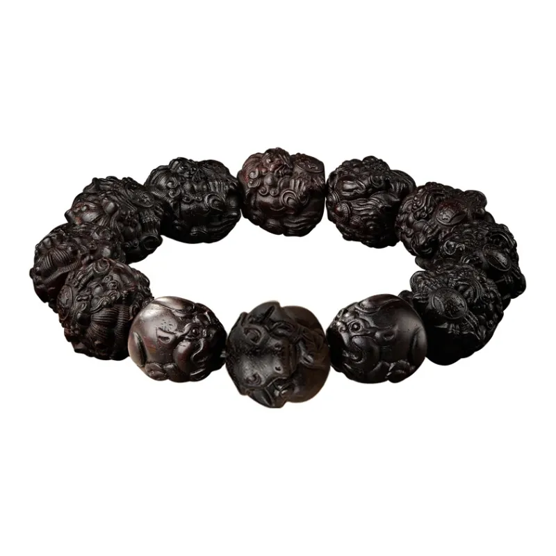 Moonstone Edge Small Leaf Red Sandalwood Bracelets Men's-1