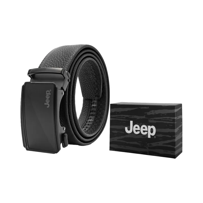 Jeep Top Grain Cow Leather Belts Men's Black/Litchi Grain Black Width  3.5cm-3