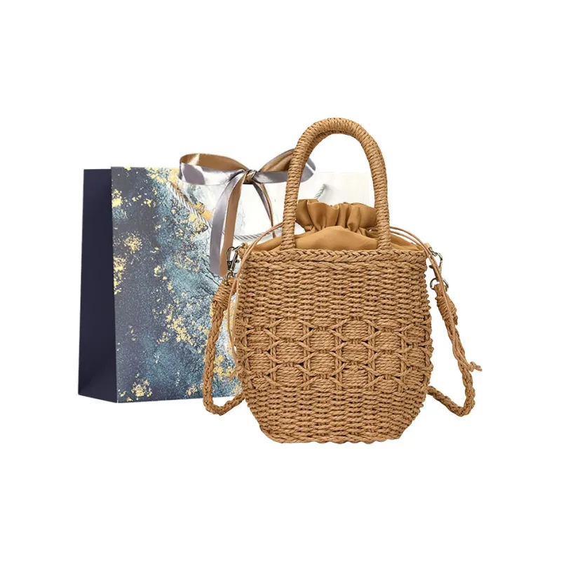 Iman's House Straw Woven Handbag Women's Ecru/Khaki-4