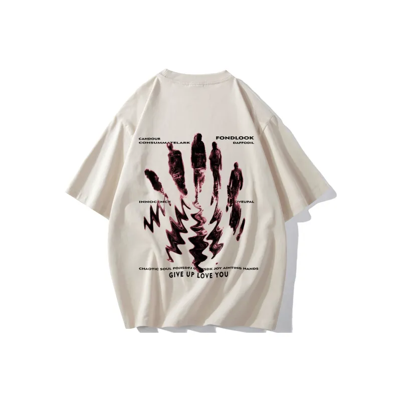 FONDLOOK T Shirts Unisex Light Beige Apricot-0