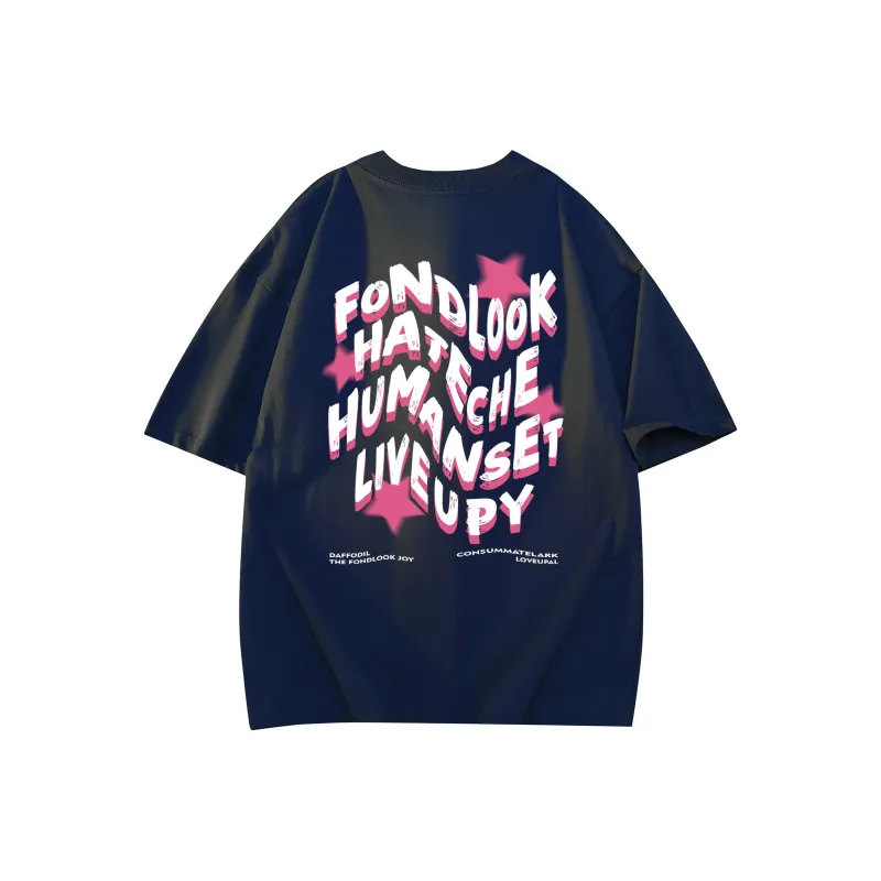 FONDLOOK T Shirts Unisex Navy Blue-0