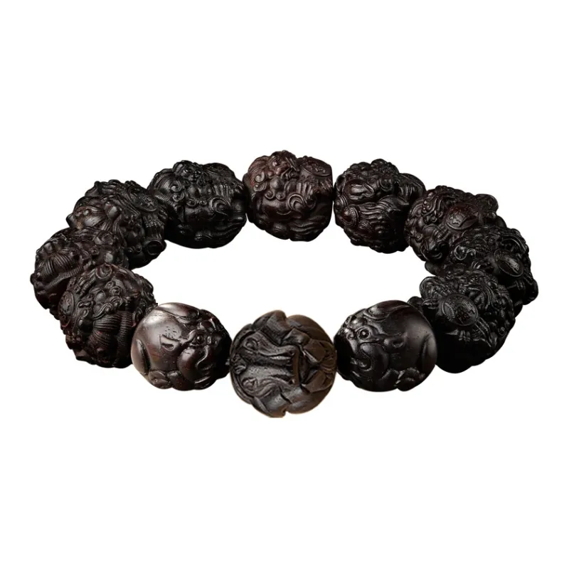 Moonstone Edge Small Leaf Red Sandalwood Bracelets Men's-11