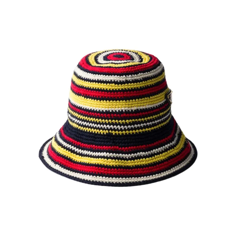 PRADA Fabric Bucket Hats Women's Red/Yellow-1