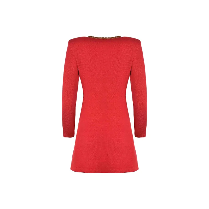 Self portrait Long Sleeved Dress Women's Red-1