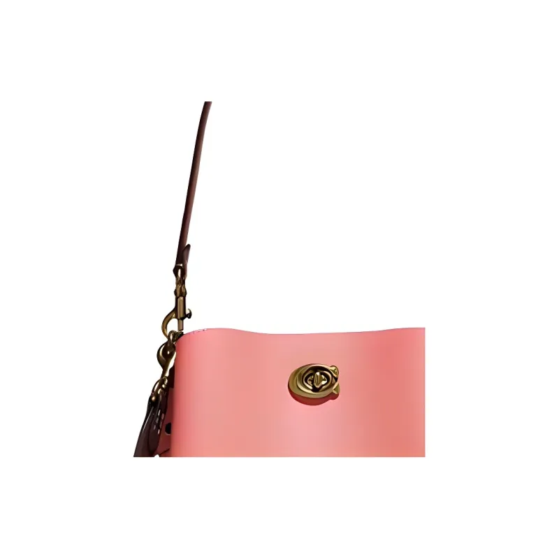 COACH Willow Leather Bucket Bag, Crossbody Handbag Trumpets Women's Peach Pink-3