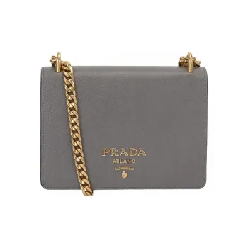 PRADA Cow Leather Shoulder Bag, Crossbody Bag Women's Gray