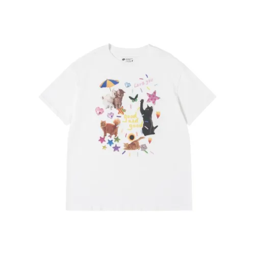 MeiHaoStore 화이트 남녀공용 티셔츠