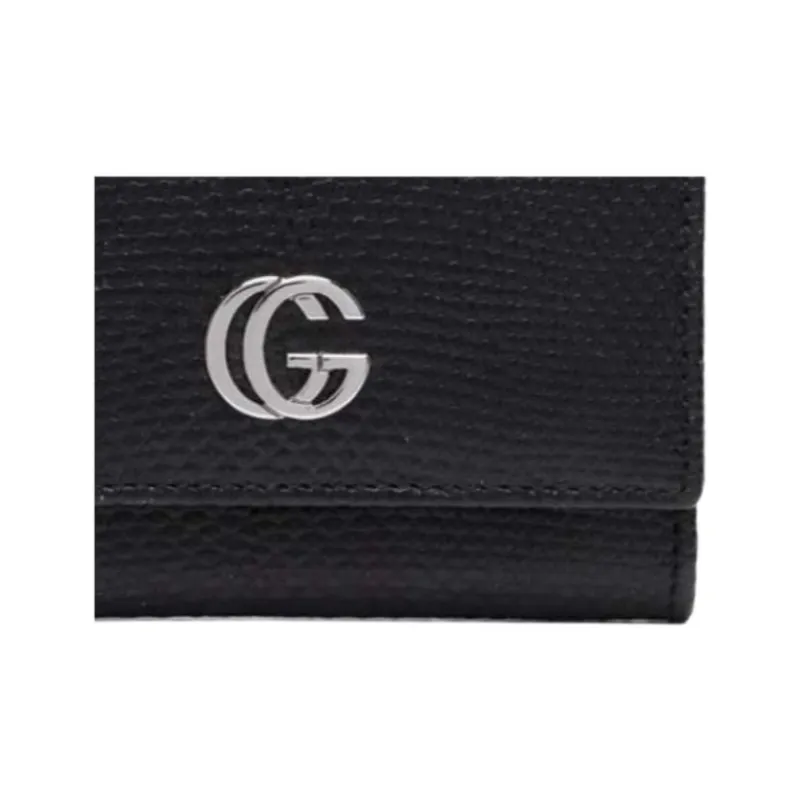 GUCCI Snakeskin Print Embossed Wallet Unisex Black-3