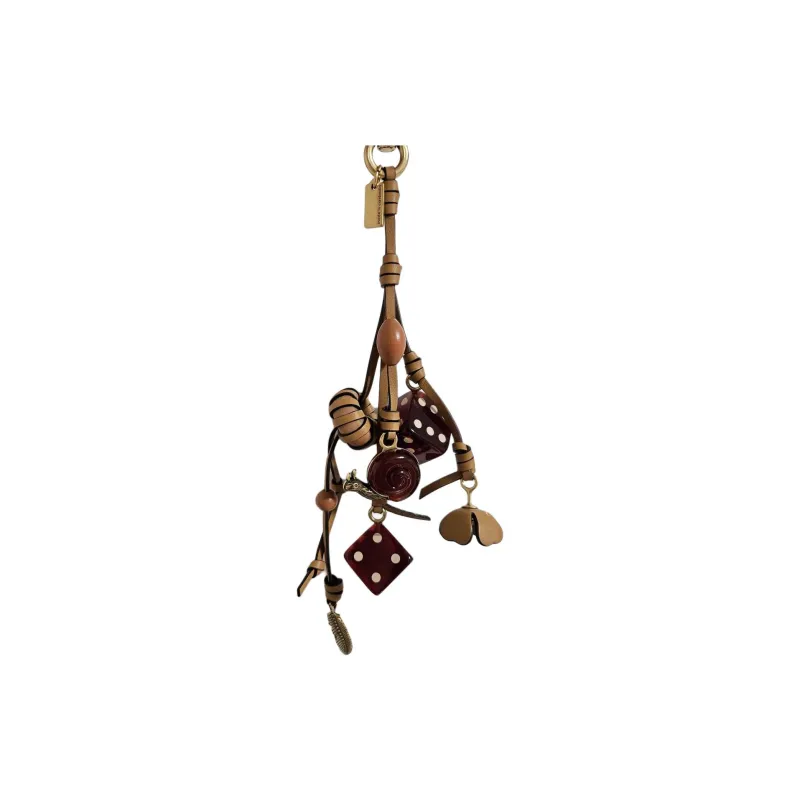 COACH Glove Tanned Leather Bag Charm Bag Accessory Women's Honey Brown-1