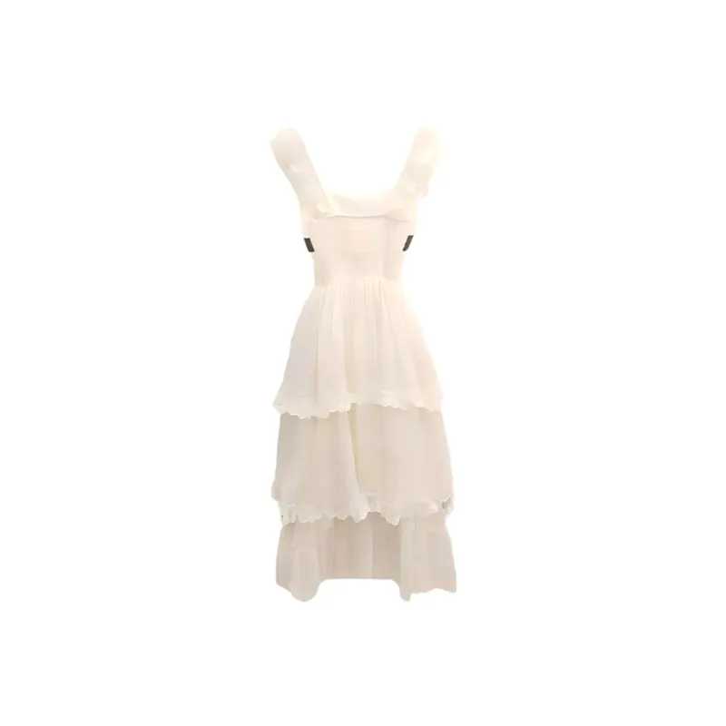 PZGE Slip Dresses Women's White Dress-1