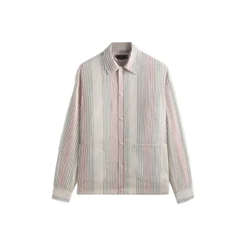 KITH SS25 Seersucker Boxy Collared Overshirt Shirt Men's White