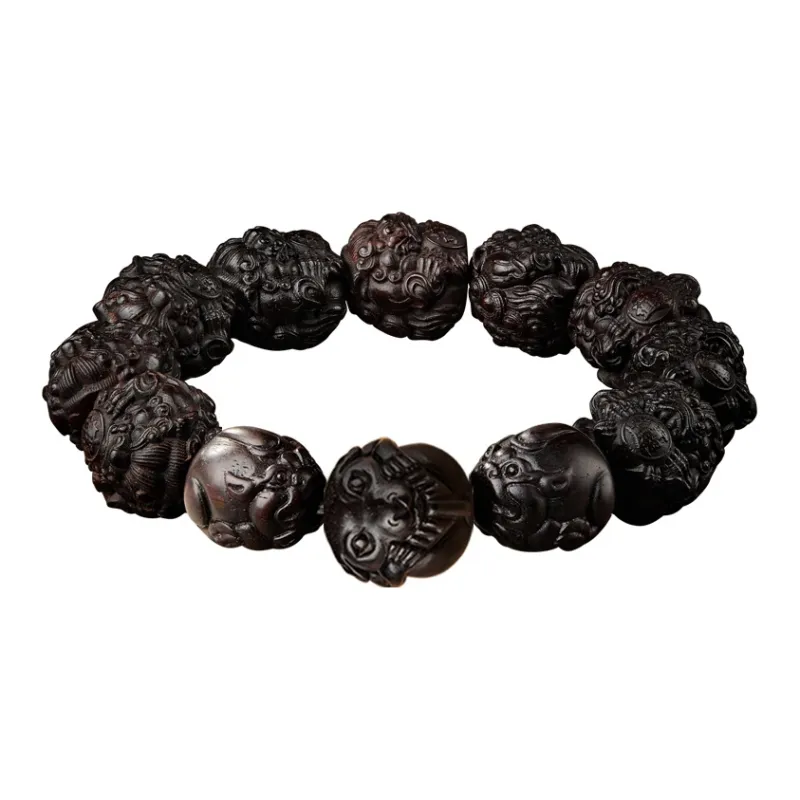 Moonstone Edge Small Leaf Red Sandalwood Bracelets Men's-15