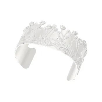 Mouhooland 925 Sterling Silver White Gold Plated Bangles Unisex