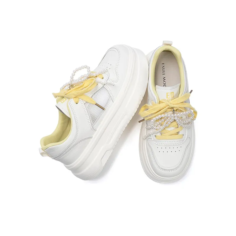 EXULL Q Low Top Skateboard Shoes Women's Beige Yellow-4