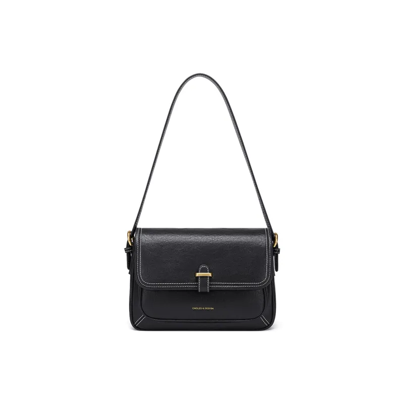 CNOLES Cow Leather Crossbody Bag Regular Women's Black-0