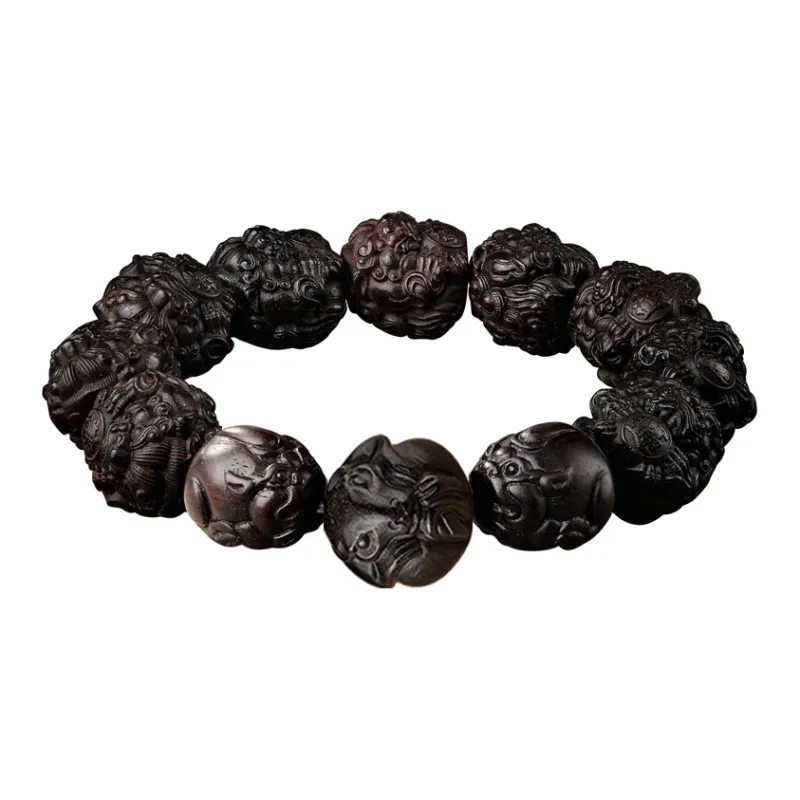 Moonstone Edge Small Leaf Red Sandalwood Bracelets Men's-0