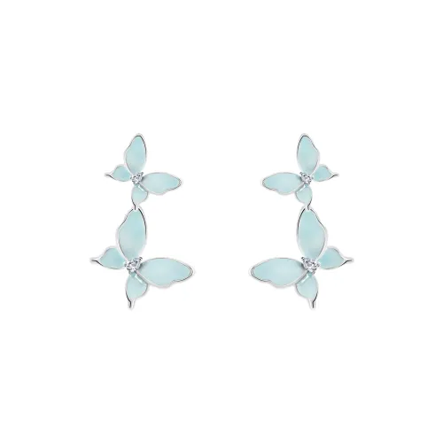 KEYS VIA Copper Alloy S925 Sterling Silver Stud, Synthetic Cubic Zirconia Earrings Women's
