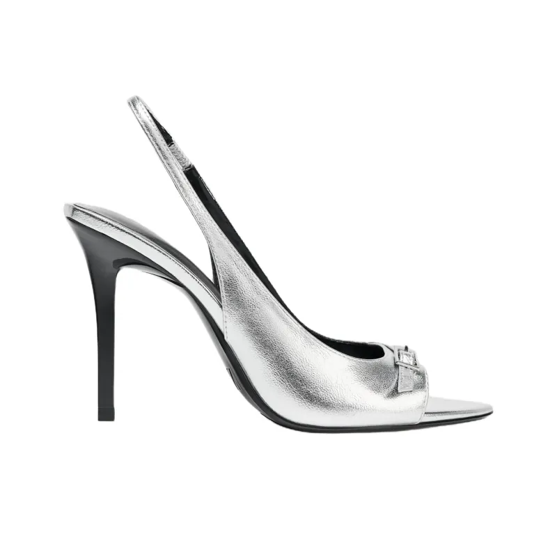 ZARA One Strap Sandals Women's Silver-1