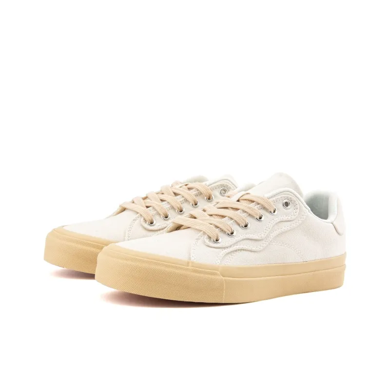 WANSWER Slip Resistant Shock Absorbers With Abrasion Resistant Properties Low Top Skateboard Shoes Unisex Oak White-1
