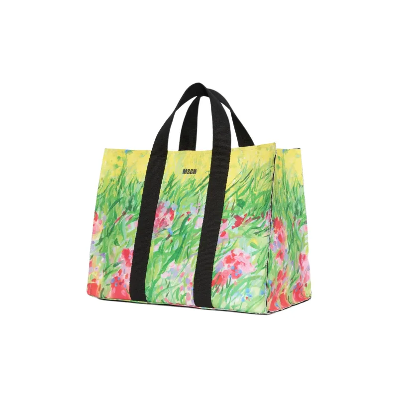 MSGM Fabric Tote Bag, Shopping Bag, Shoulder Bag, Crossbody Bag, Handbag Women's Green-1
