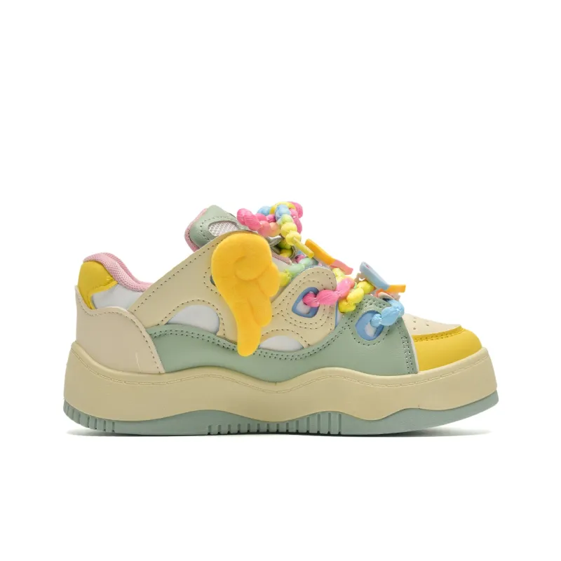 Z.SUO Coverage Abrasion Resistant Balance Lightweight Height Increasing Low Top Skateboard Shoes Women's Custard Candy-4