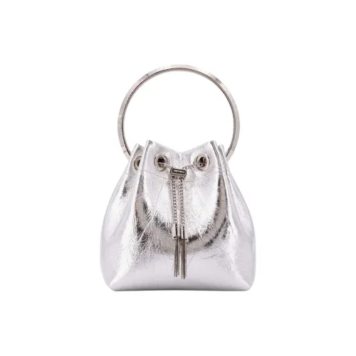 Jimmy Choo Leather Bucket Bag, Shoulder Bag, Crossbody Bag, Handbag Women's Silver