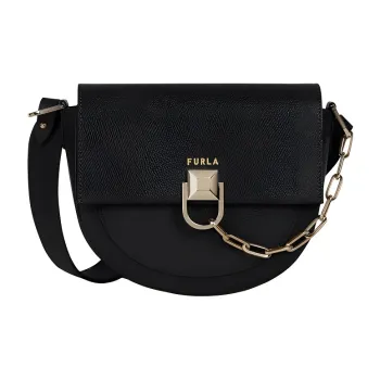 Furla Miss Mimi Collection Cow Leather Saddle Bags Shoulder Bags Mini Women's Black