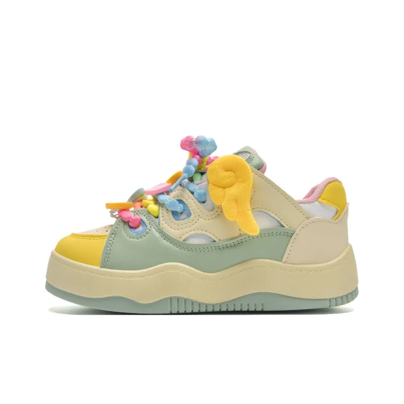 Z.SUO Coverage Abrasion Resistant Balance Lightweight Height Increasing Low Top Skateboard Shoes Women's Custard Candy-1