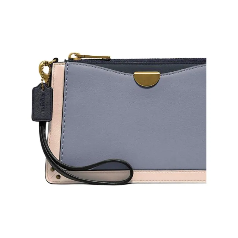 COACH Dreamer Leather Clutch Medium Size Women's Morandi Blue-2