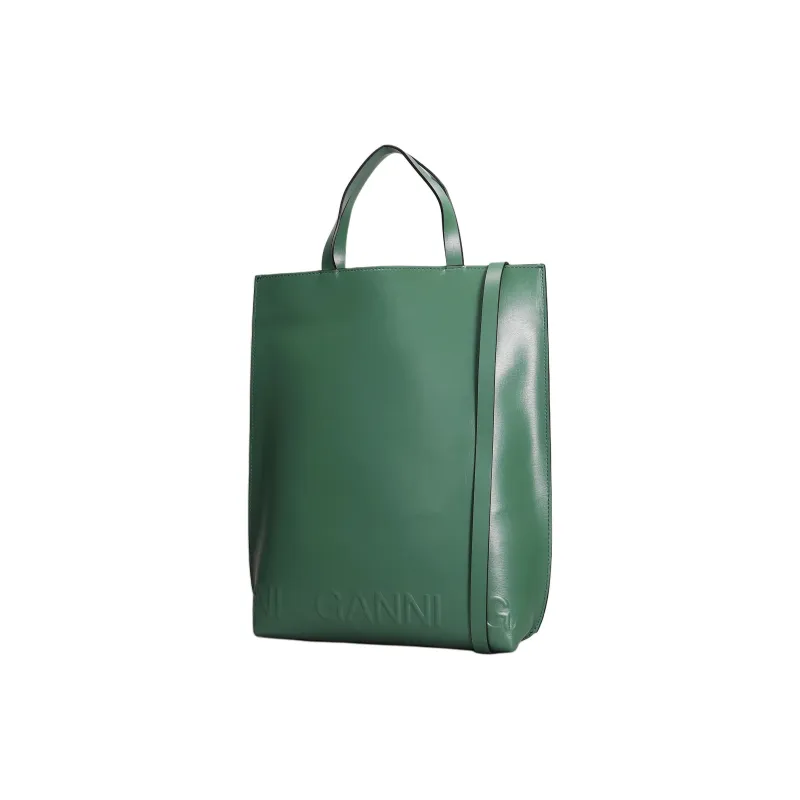GANNI Genuine Leather Tote Bag, Shopping Bag, Shoulder Bag, Crossbody Bag, Handbag Women's Green-1