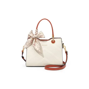 CNOLES Cow Leather Handbags Shoulder Bag Crossbody Bag Medium Size Women's Orange Milkshake